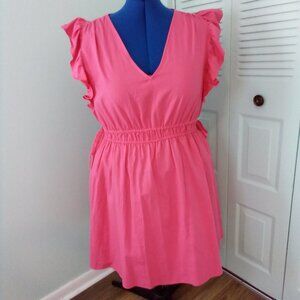 NWT UNIVERSAL THREAD XXL FULL BLOOM PINK 100% COTTON ELASTIC WAIST RUFFLES TIES